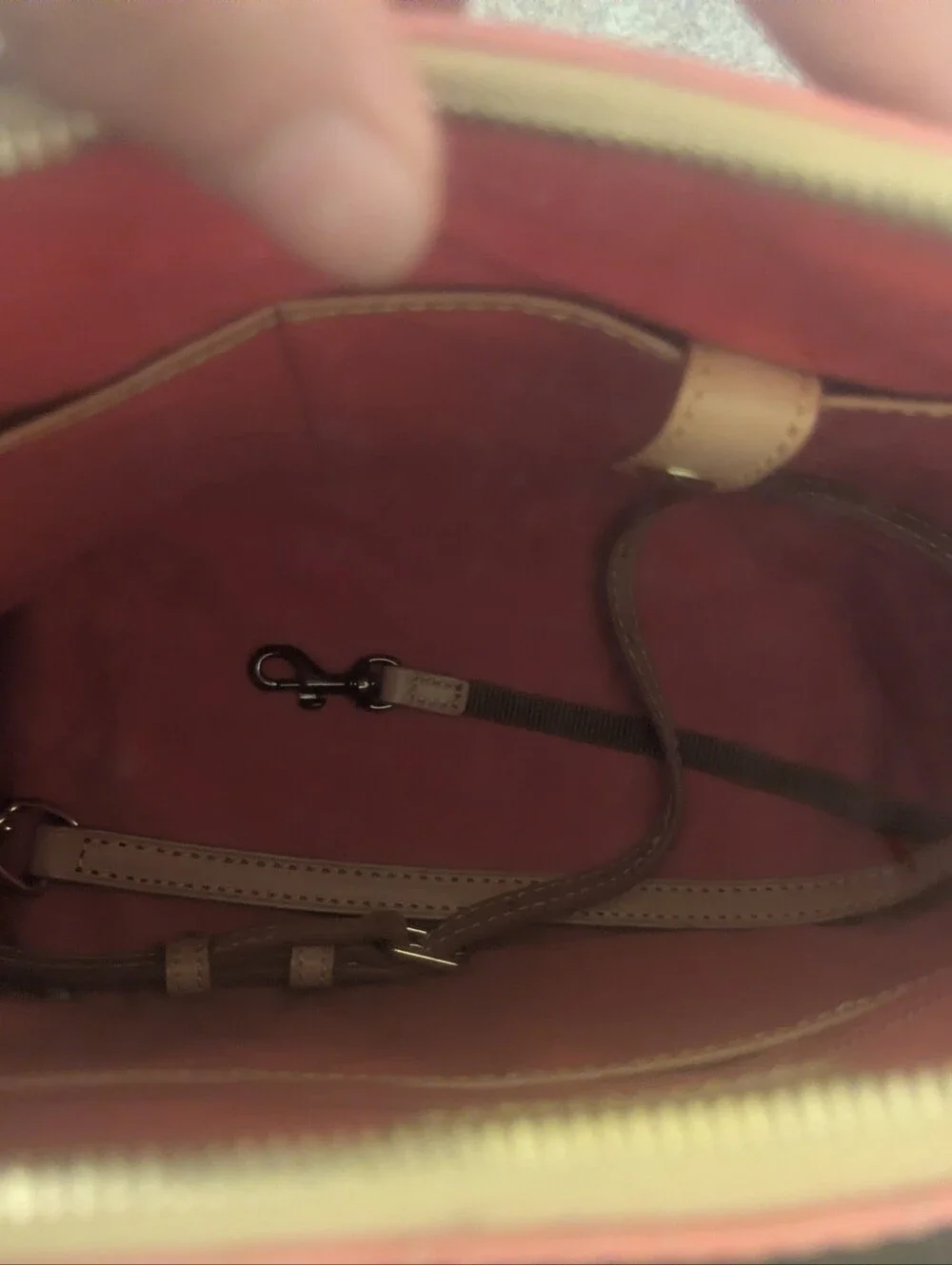 Dooney & Bourke Pink Croc-Embossed Satchel with Tan Trim and Handles